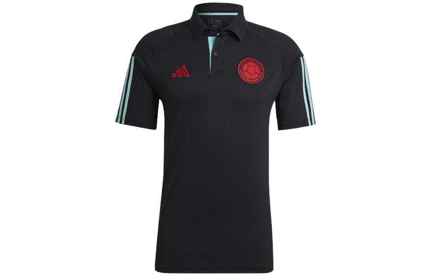 Adidas Adidas Polo Shirts Men's Black Polo Collar Moderate Straight Fit