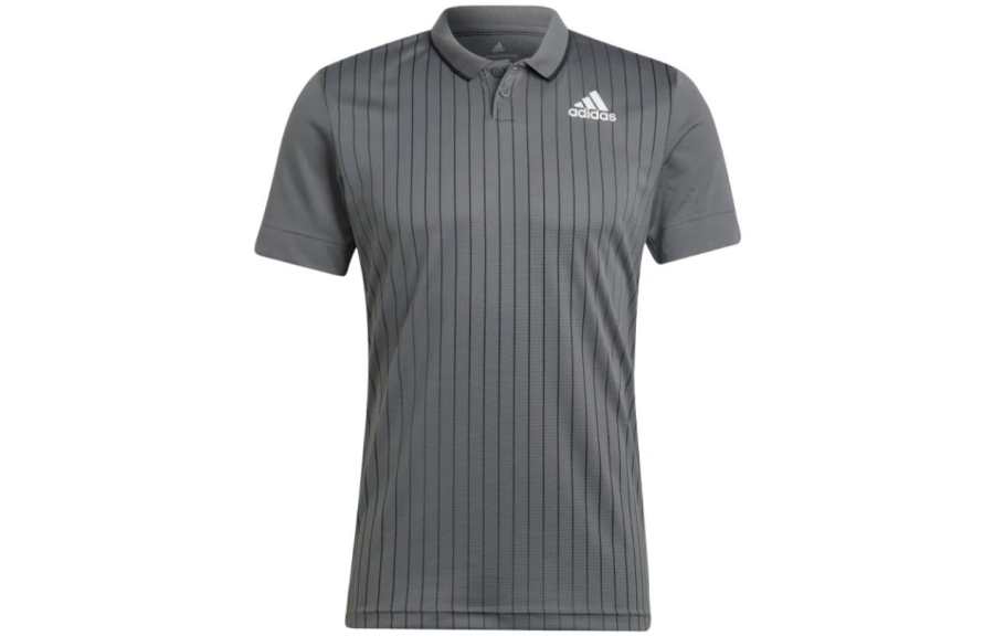 Adidas Adidas Polo Shirts Men's Gray Polo Collar Moderate Straight Fit