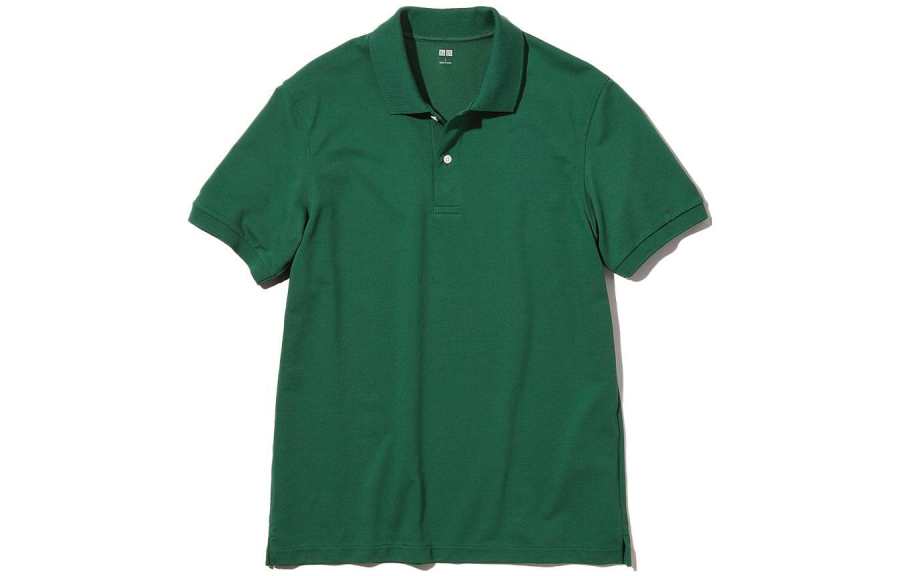 UNIQLO Polo Shirts Men's Green Polo Collar Moderate Straight Fit