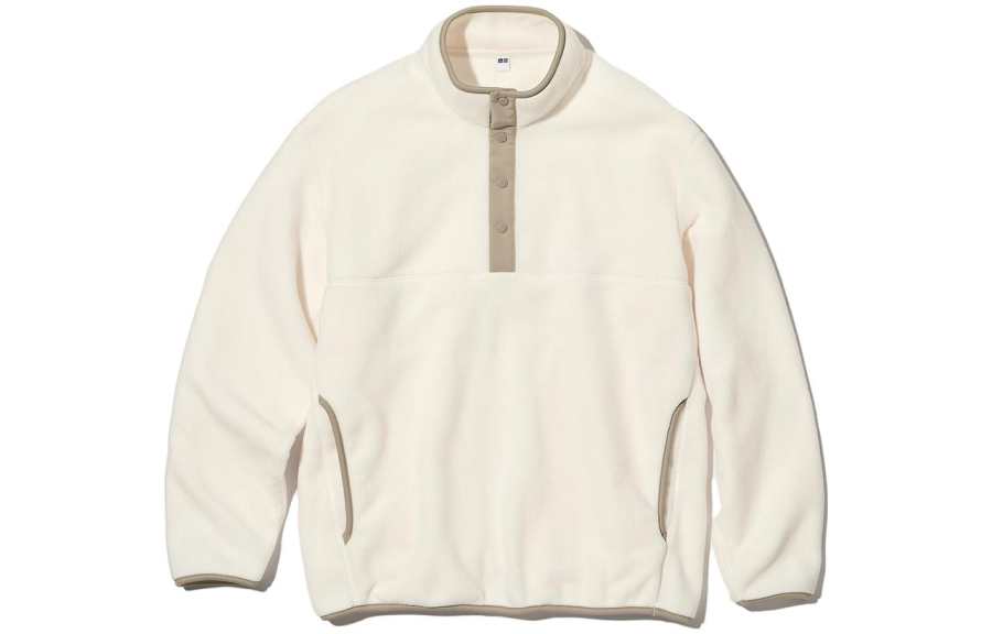 UNIQLO Sweatshirts Unisex Ivory Stand Collar Moderate Other