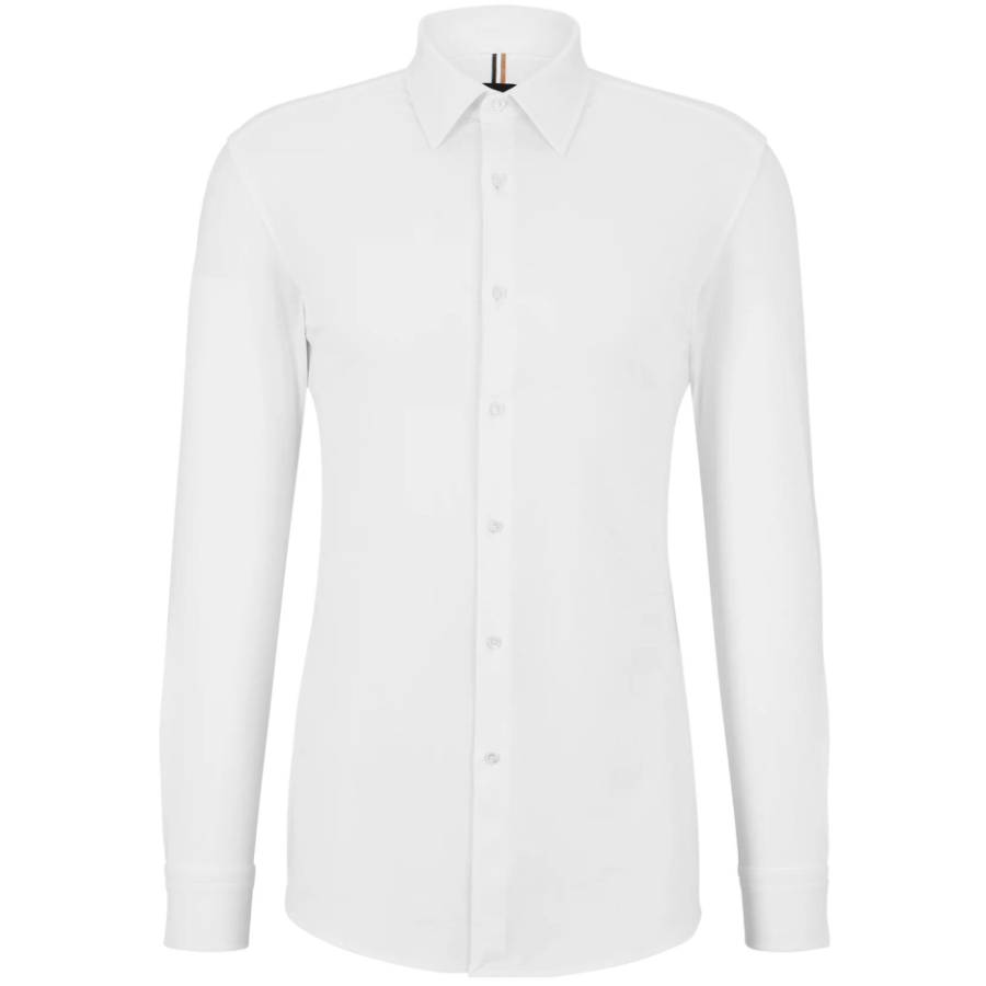 HUGO BOSS Shirts Men's White Lapel Moderate Shirt