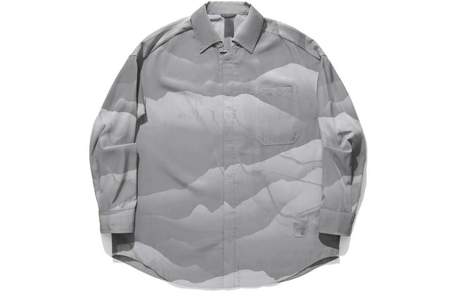 Li-Ning Li Ning x CHENGLONG,LIANMINGKUAN Shirt Men's Frost Gray All Over Print