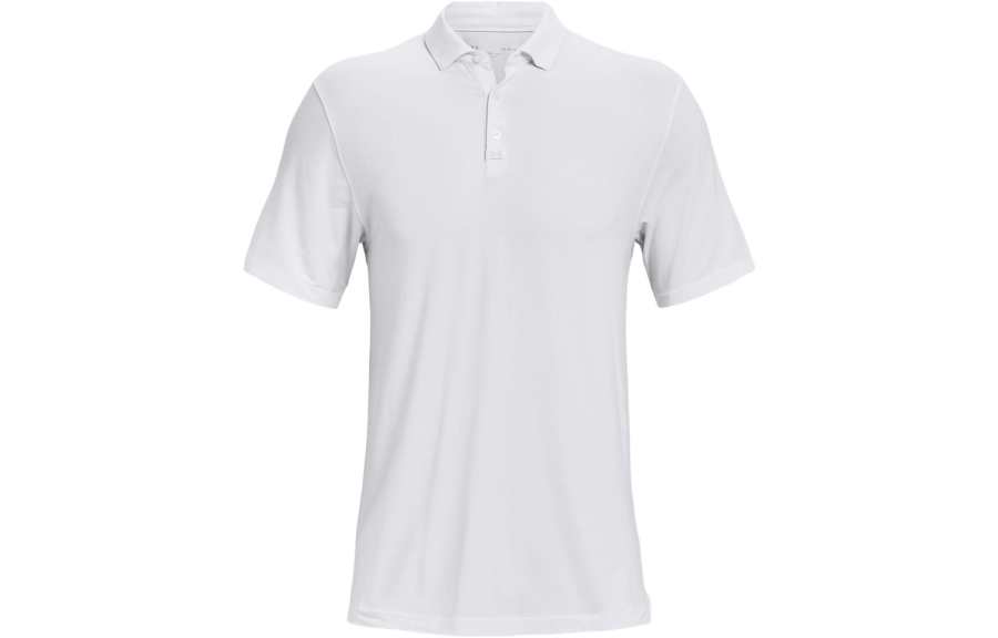Under Armour Luxe Polo Shirts Men's White Polo Collar Moderate Straight Fit