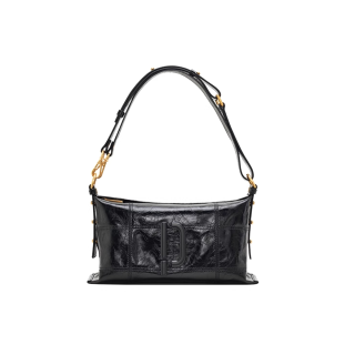 PECO Cow Leather Niche Versatile Bag Shoulder Bag, Crossbody Bag Small Unisex Black/Pink/Silver/Yellow