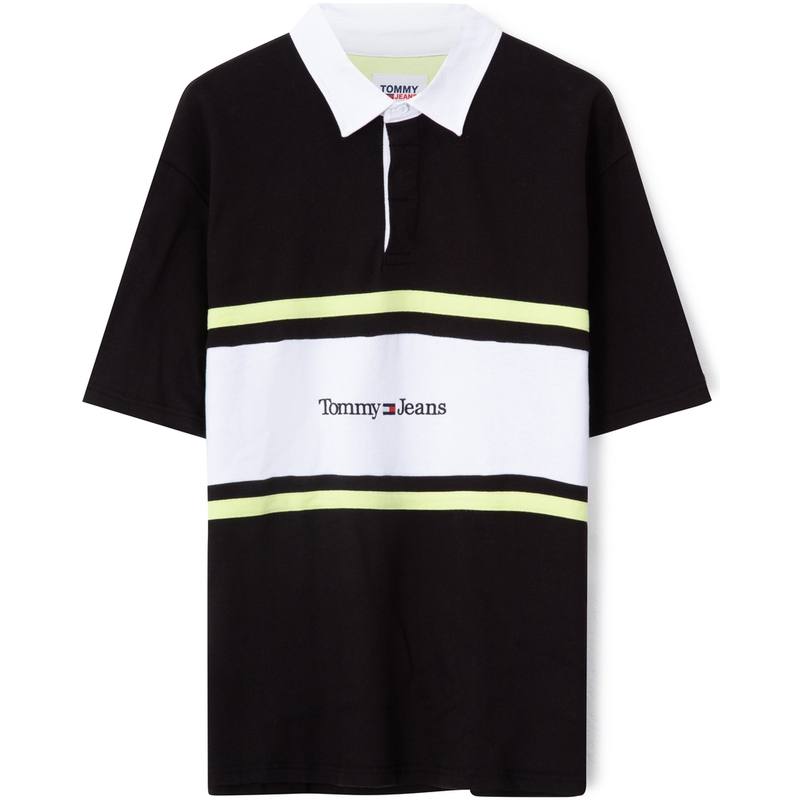 Tommy Hilfiger Polo Shirts Men's Black White BDS Polo Collar Moderate Straight Fit