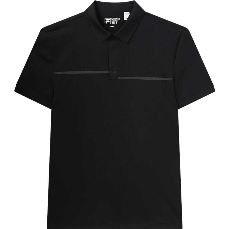 FILA Polo Shirts Men's Black Polo Collar Moderate Straight Fit