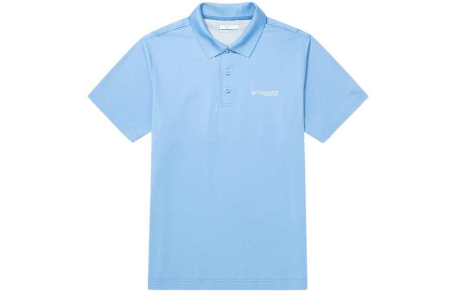 Columbia Polo Shirts Men's Sky Blue Polo Collar Moderate Straight Fit