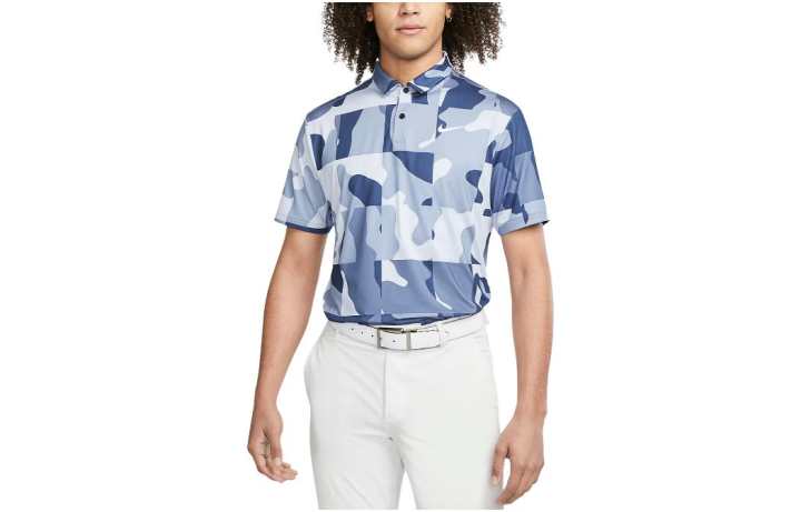 Nike Nike Polo Shirts Men's Blue With White Lettering Polo Collar Moderate Straight Fit