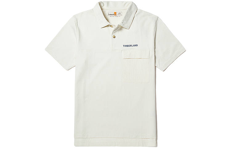 Timberland Polo Shirts Men's Vintage White Polo Collar Moderate Straight Fit