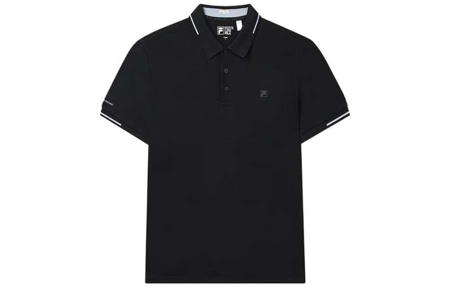 FILA Polo Shirts Men's Black Polo Collar Moderate Straight Fit