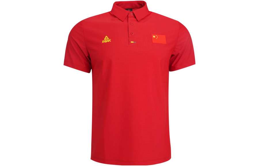 PEAK Polo Shirts Men's Red Polo Collar Moderate Straight Fit