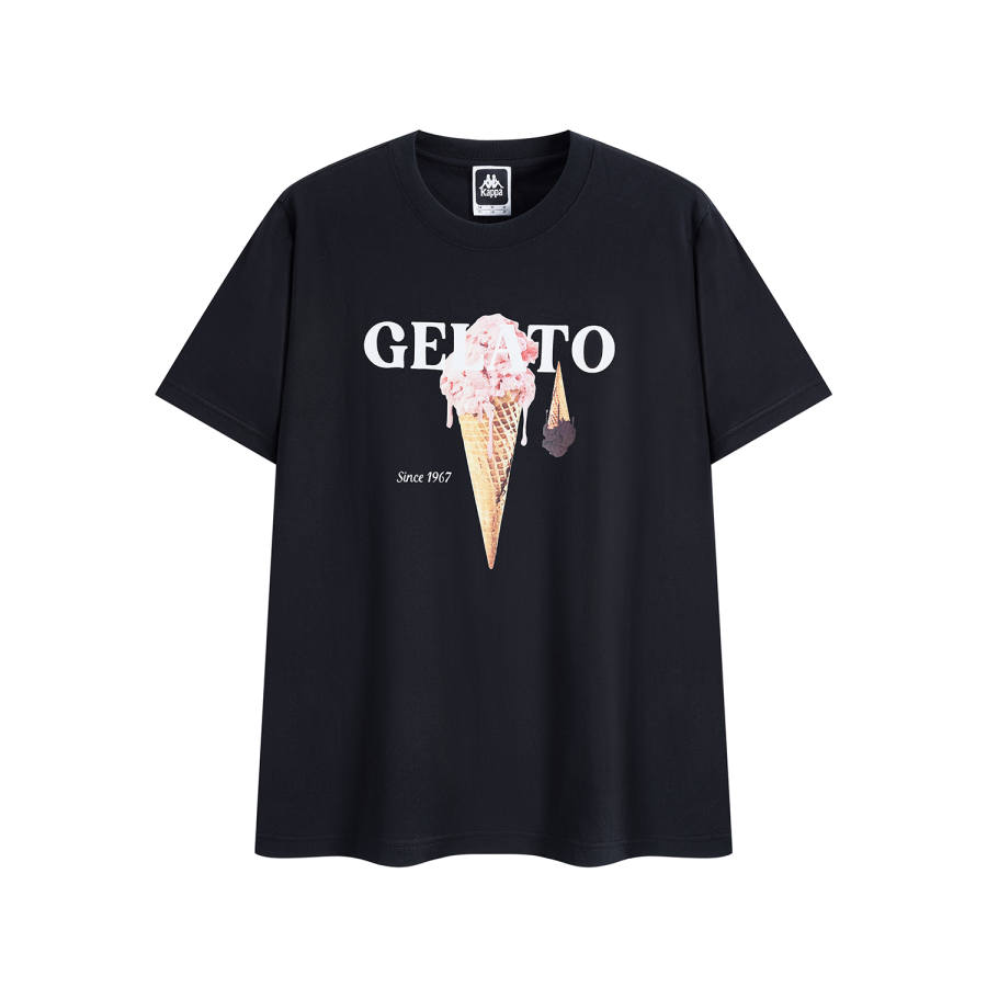 Kappa T Shirts Unisex Black 990 Crew Neck Thin Straight Fit
