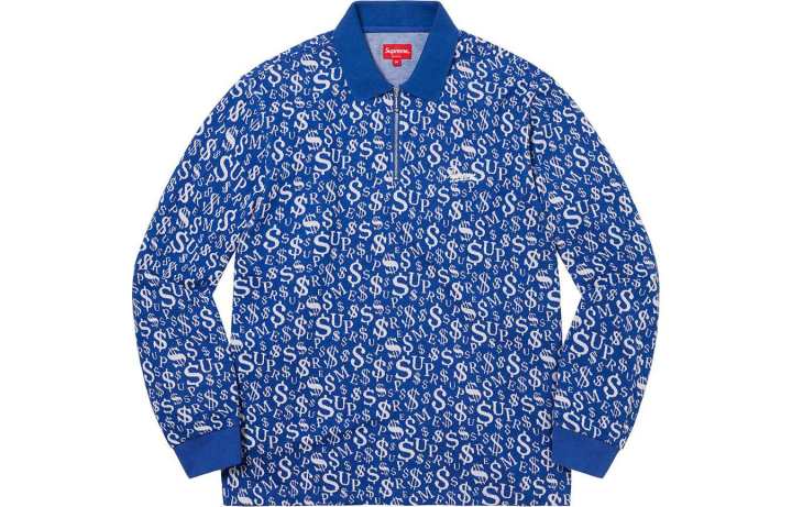 Supreme Supreme Currency Jacquard Zip L/S Polo
