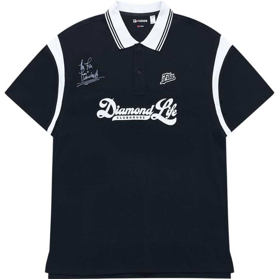 FILA FUSION BASEBALL Polo Shirt Men's Pitch Black