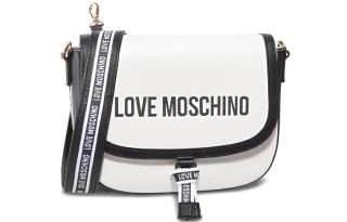 LOVE MOSCHINO Leather Crossbody Bags Regular Women's Black White