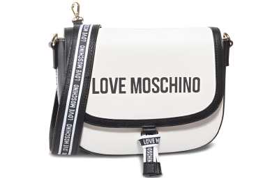 LOVE MOSCHINO Leather Crossbody Bags Regular Women's Black White