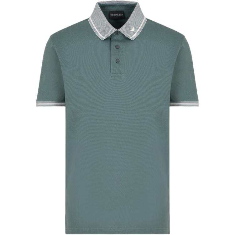 EMPORIO ARMANI Piped Collar Piqué Polo Shirt
