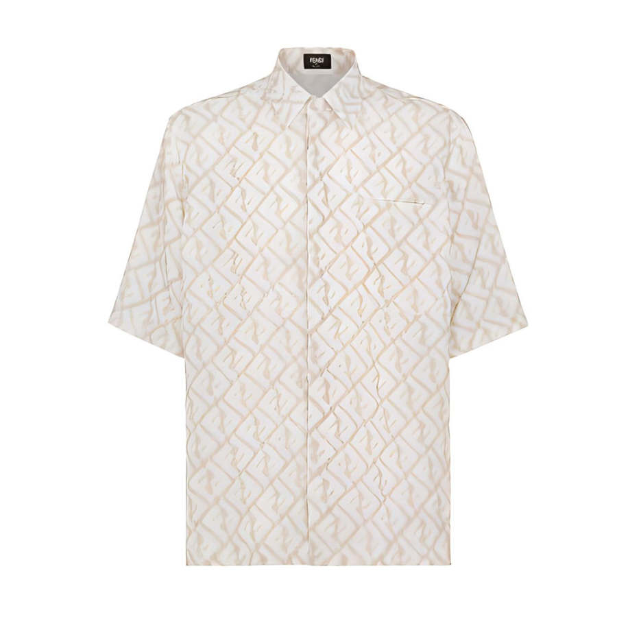 FENDI Shirts Men's Beige Lapel Moderate Other