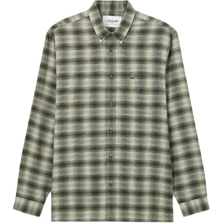 LACOSTE LACOSTE Shirts Men's Army Green Lapel Moderate