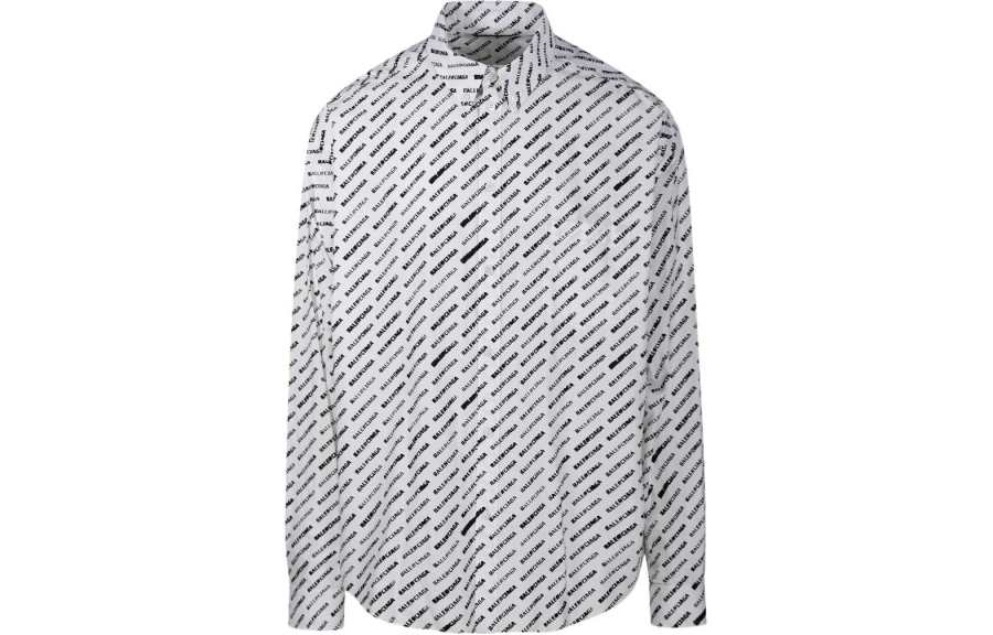 Balenciaga Allover Logo Printed Long Sleeved Shirt