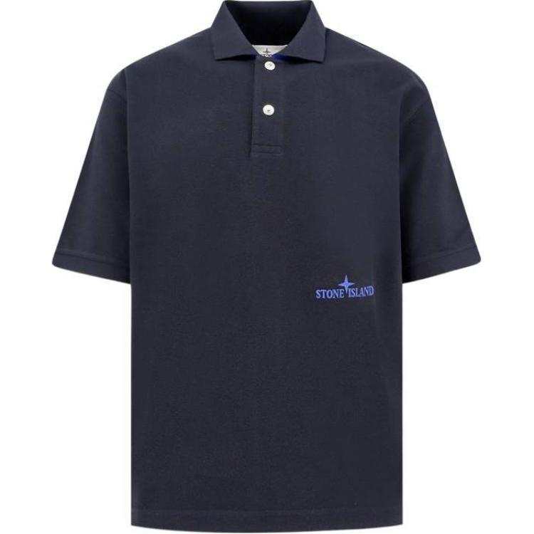 STONE ISLAND Logo Embroidered Short Sleeved Polo Shirt