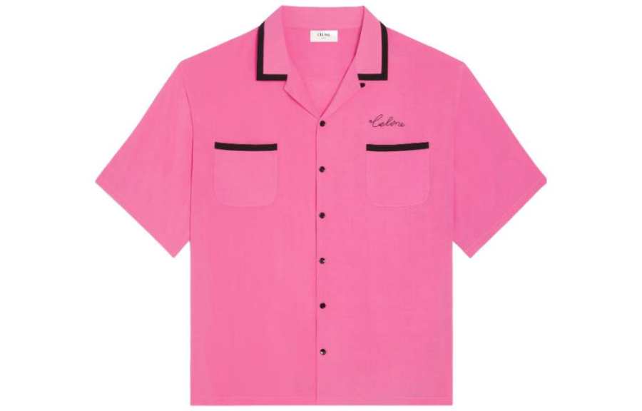 CELINE CELINE Camp Collar Logo Embroidered Twill Shirt