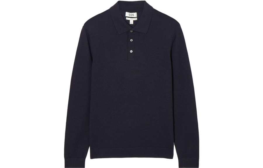COS Polo Shirts Men's Navy Blue Polo Collar Moderate Straight Fit
