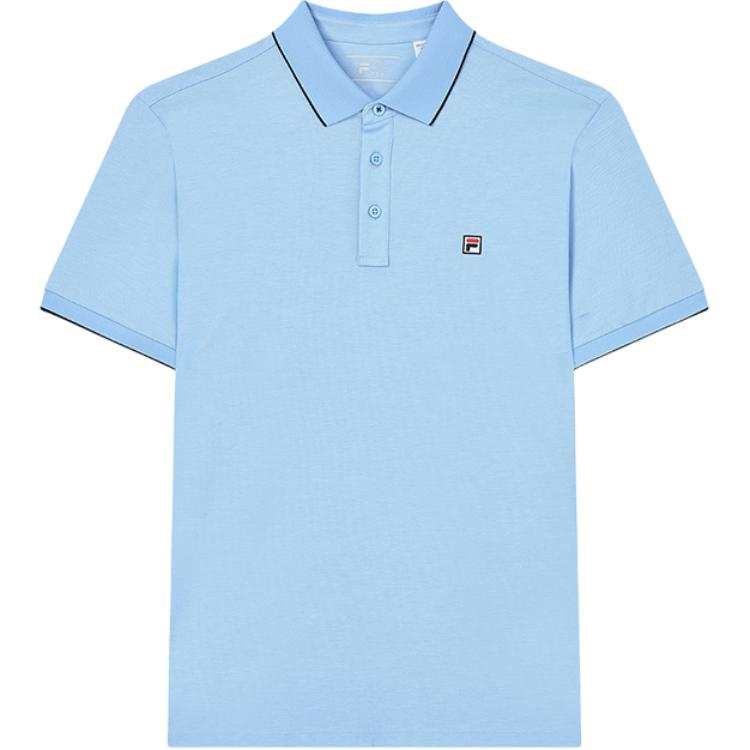 FILA WHITE Polo Shirt Men's Light Bright Blue