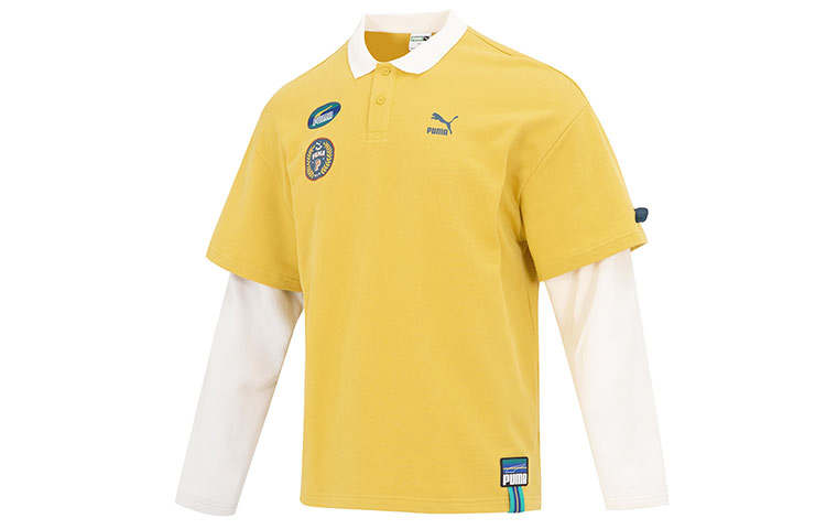 PUMA Polo Shirts Men's Yellow Moderate Mock Two Piece