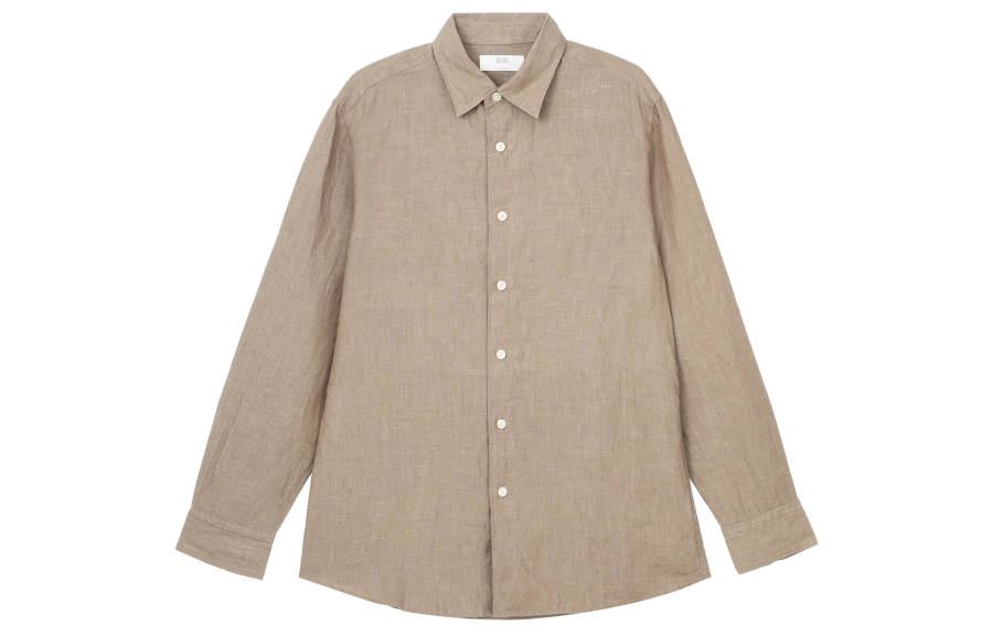 UNIQLO Shirts Unisex Khaki Pointed Collar Moderate Other