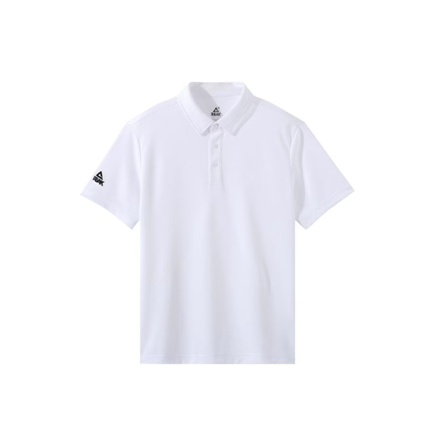 PEAK Polo Shirts Unisex White Polo Collar Moderate Straight Fit