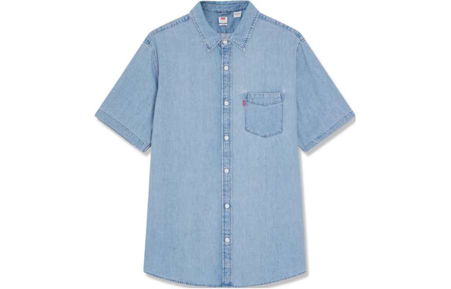 Levis Levis Shirts Men's Denim Blue Pointed Collar Moderate Denim