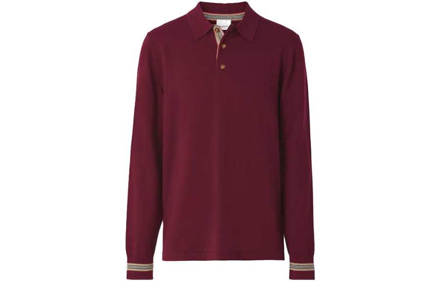 Burberry Polo Shirts Men's Red Polo Collar Moderate