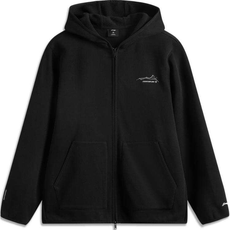 Li-Ning Li Ning Sweatshirts Unisex Black Hooded Moderate Cardigan