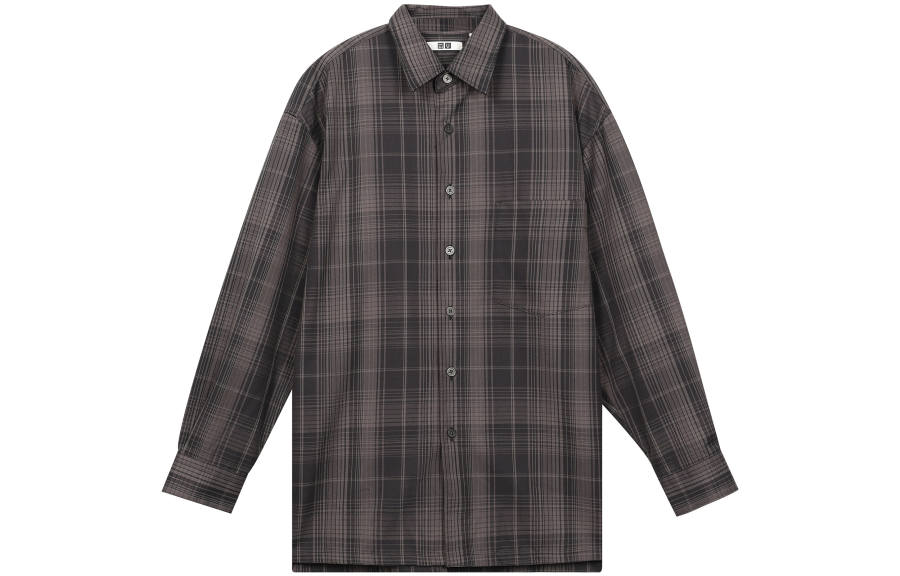 UNIQLO Shirts Men's Dark Gray Lapel Moderate Other