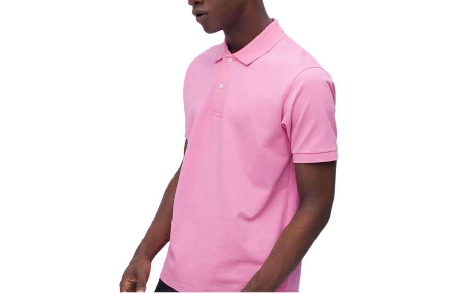 UNIQLO Polo Shirts Unisex Peach Pink Polo Collar Moderate Straight Fit
