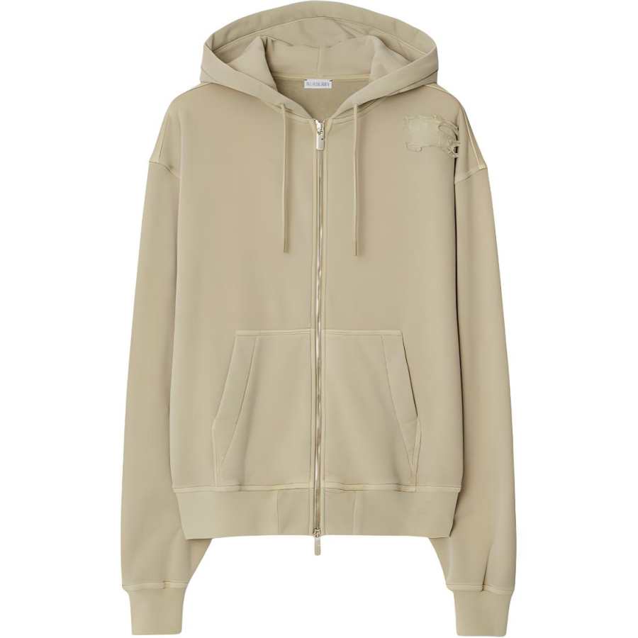 Burberry Equestrian Knight Motif Zip-Up Drawstring Hoodie