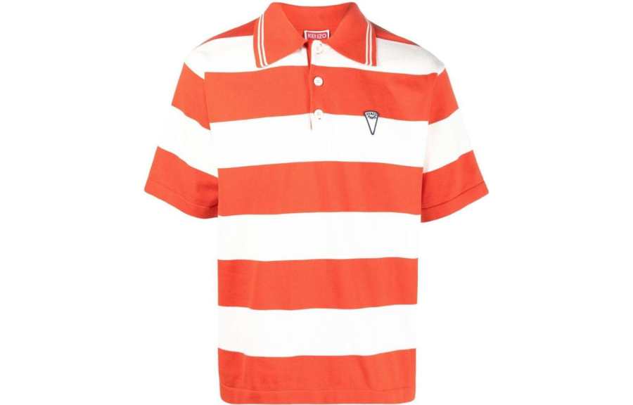 KENZO Logo Patch Short Sleeved Striped Polo Shirt