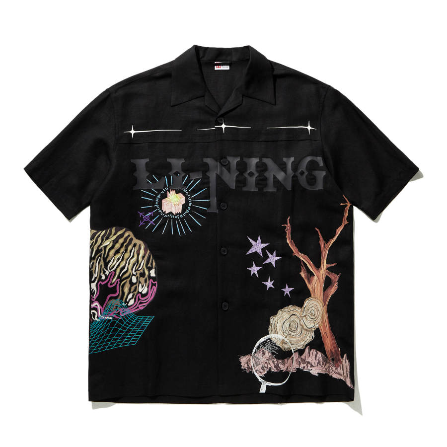Li-Ning Li Ning Shirts Unisex Black Square Collar Moderate Shirt