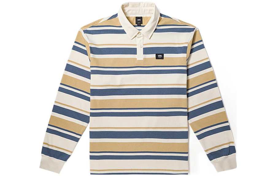 Vans Polo Shirts Unisex Ecru Stripes Polo Collar Moderate Straight Fit