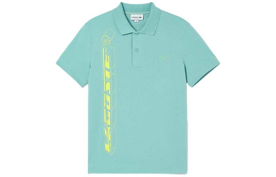 LACOSTE Polo Shirts Men's Green Polo Collar Moderate Straight Fit