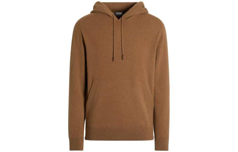 Ermenegildo Zegna Sweatshirts Men's Brown Hooded Moderate Regular