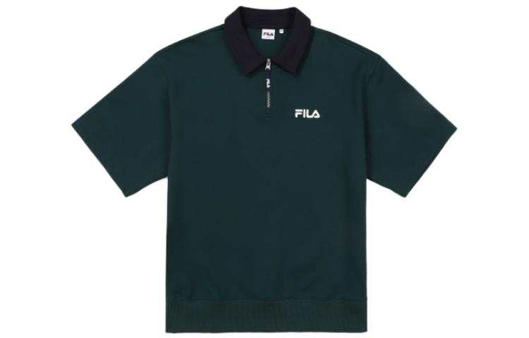 FILA Polo Shirts Unisex Green Polo Collar Moderate Straight Fit