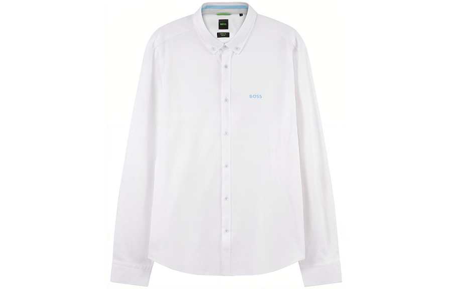 HUGO BOSS Shirts Men's White Lapel Moderate Shirt
