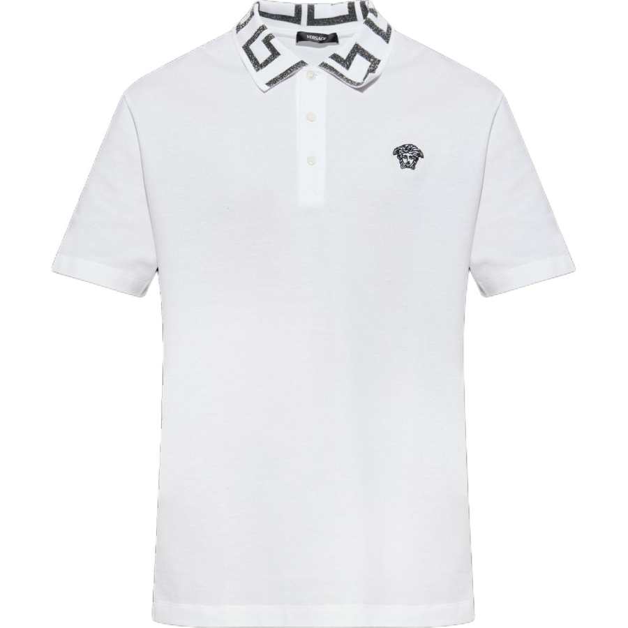 VERSACE VERSACE Greca Short Sleeved Straight Hem Polo Shirt