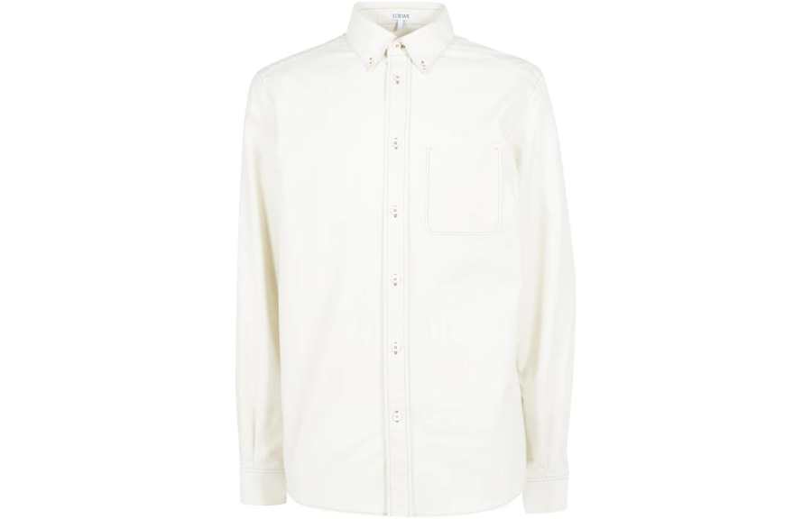 LOEWE LOEWE Shirts Men's White Lapel Moderate Shirt