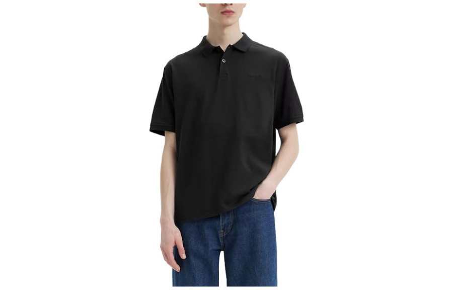 Levis Polo Shirts Men's Black Polo Collar Moderate Straight Fit