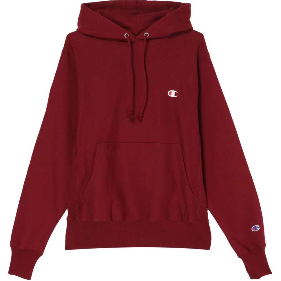 Champion Double Logo Fleece Lined Embroidered Hood Sweatshirt Unisex Berry