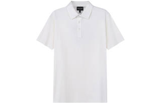 GIORGIO ARMANI Polo Shirts Men's White Polo Collar Moderate Straight Fit
