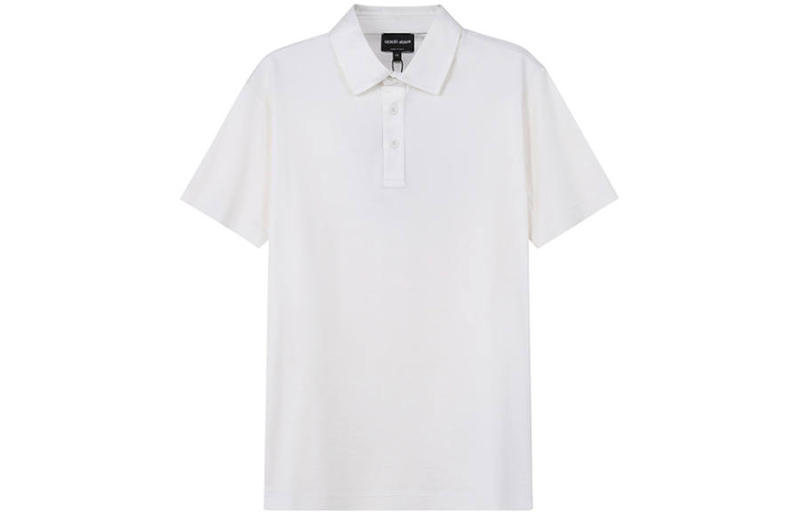 GIORGIO ARMANI Polo Shirts Men's White Polo Collar Moderate Straight Fit